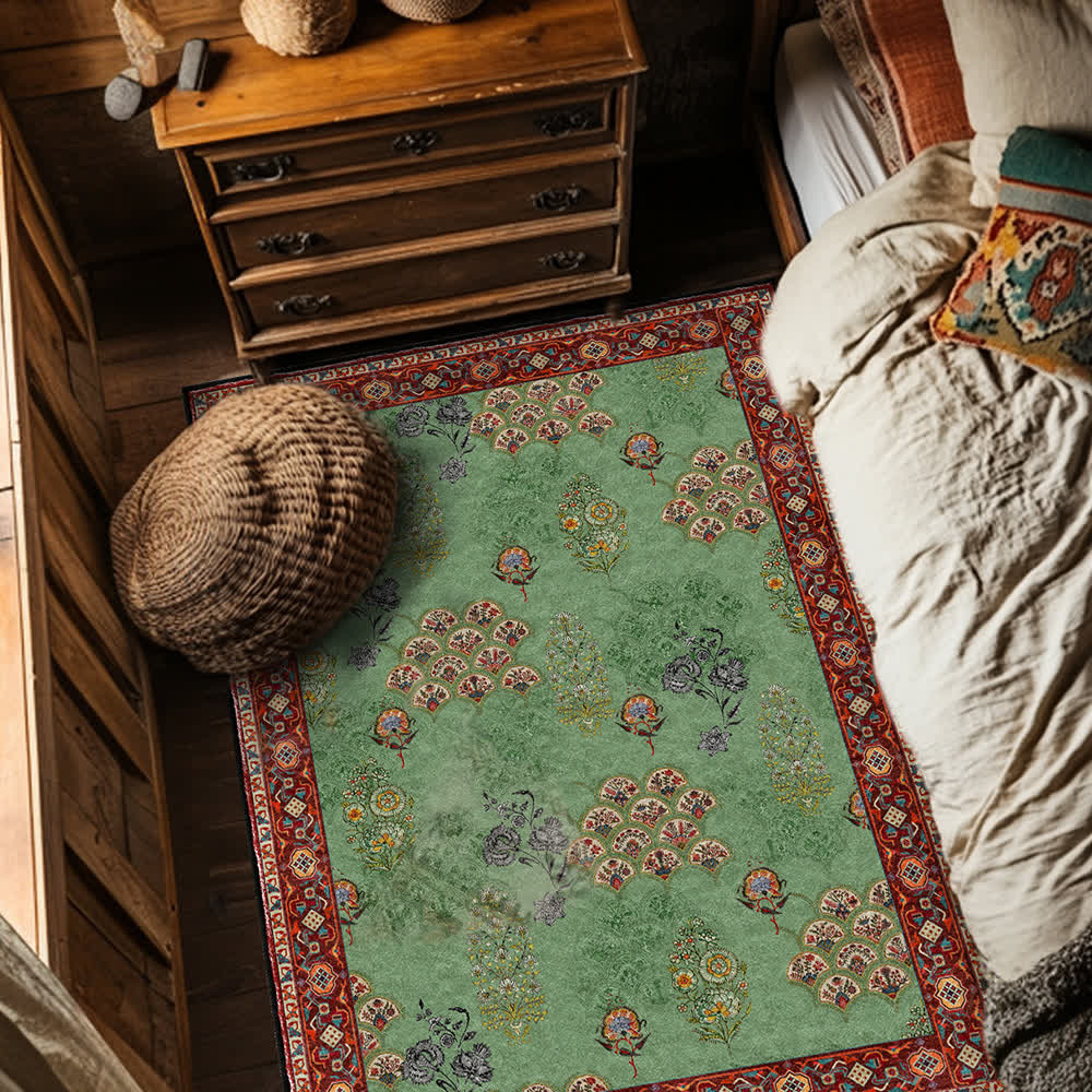 Tappeto antiscivolo lavabile con motivo floreale vintage