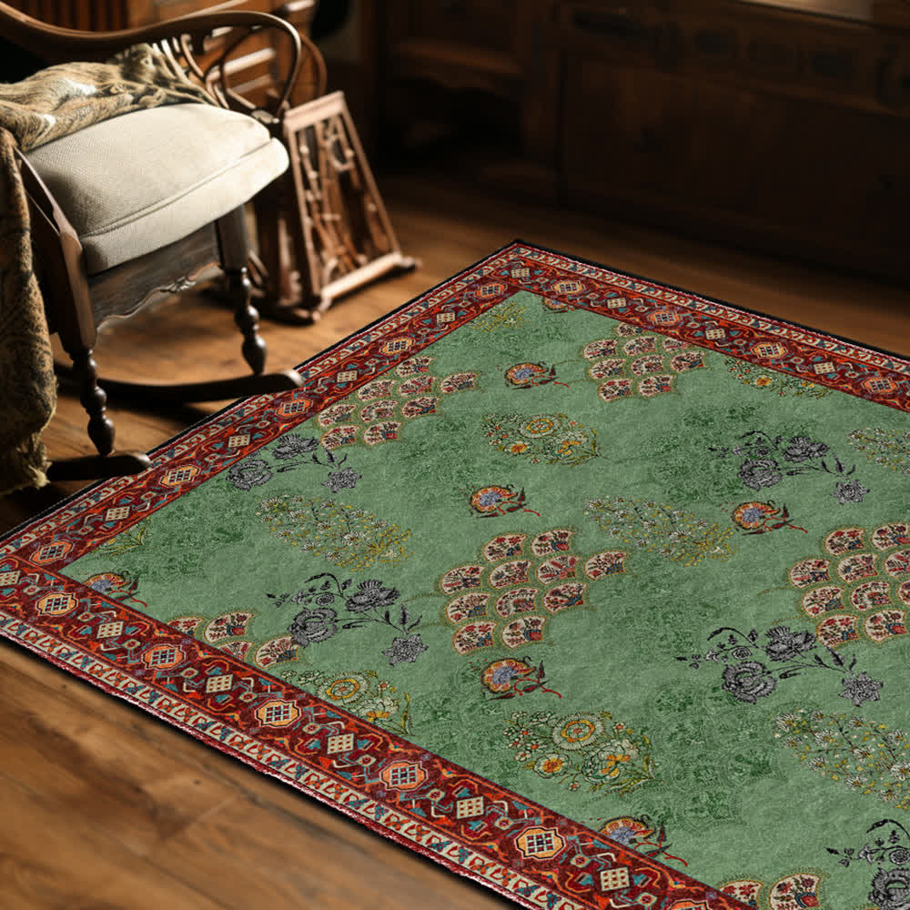 Tappeto antiscivolo lavabile con motivo floreale vintage