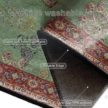 Tappeto antiscivolo lavabile con motivo floreale vintage
