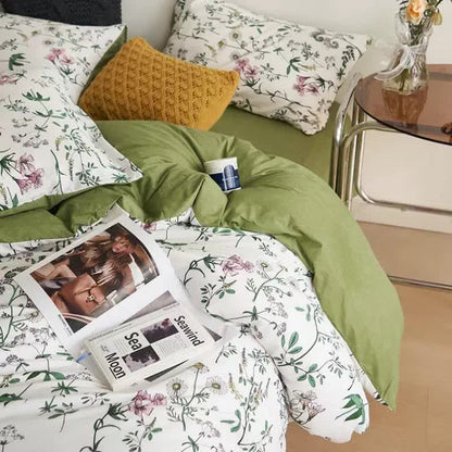 Set di biancheria da letto in cotone con rami floreali (4 pezzi)
