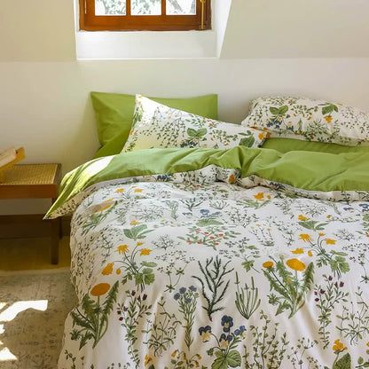 Set di biancheria da letto in cotone con rami floreali (4 pezzi)