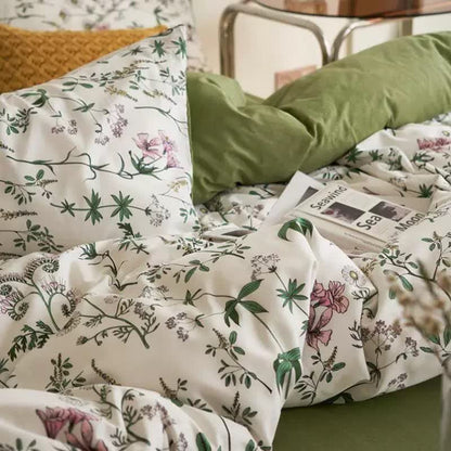 Set di biancheria da letto in cotone con rami floreali (4 pezzi)