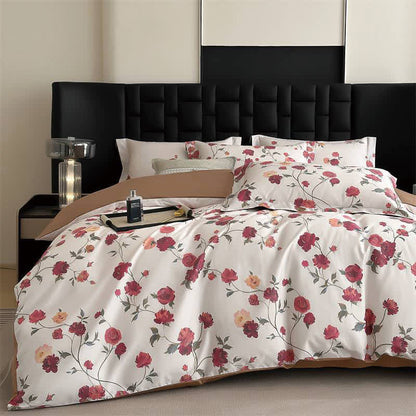 Lussuoso set di biancheria da letto in cotone floreale (4 pezzi)
