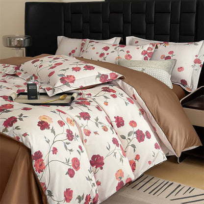 Lussuoso set di biancheria da letto in cotone floreale (4 pezzi)