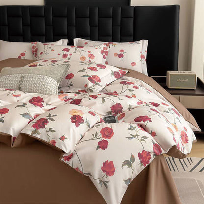 Lussuoso set di biancheria da letto in cotone floreale (4 pezzi)