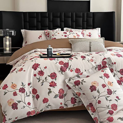 Lussuoso set di biancheria da letto in cotone floreale (4 pezzi)