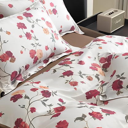 Lussuoso set di biancheria da letto in cotone floreale (4 pezzi)