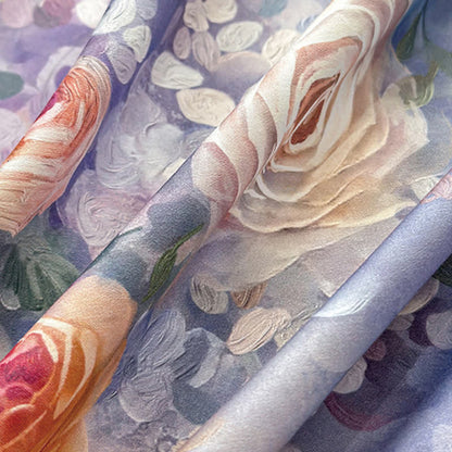 Set di biancheria da letto in cotone con motivo floreale in stile dipinto a olio (4 pezzi)