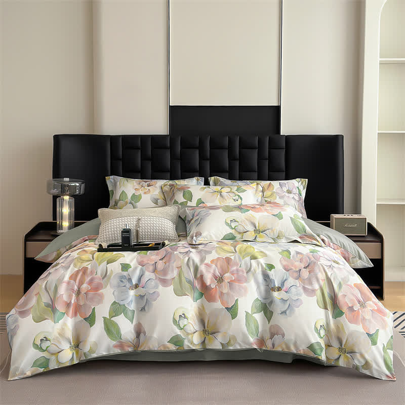 Elegante set di biancheria da letto floreale in puro cotone (4 pezzi)