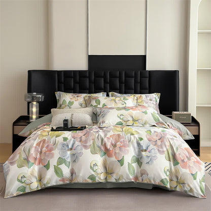 Elegante set di biancheria da letto floreale in puro cotone (4 pezzi)
