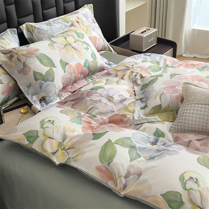 Elegante set di biancheria da letto floreale in puro cotone (4 pezzi)