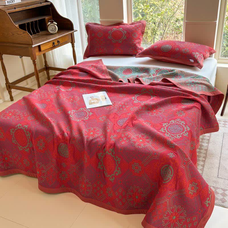 Trapunta vintage in cotone a tre strati in garza