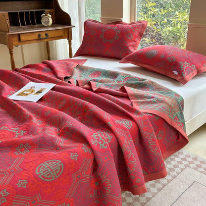 Trapunta vintage in cotone a tre strati in garza
