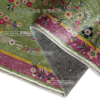 Tappeto antiscivolo resistente con motivo floreale vintage