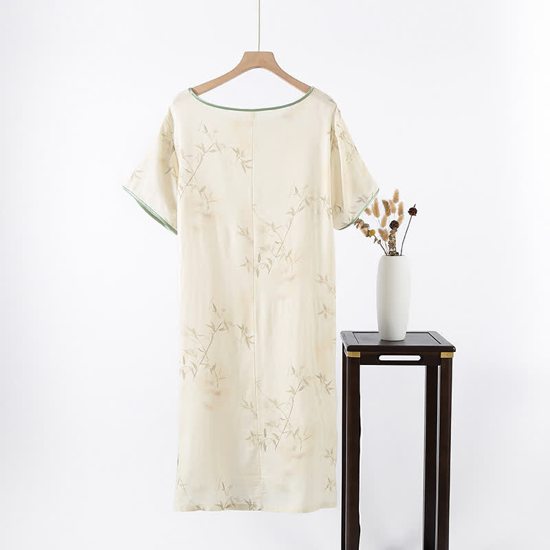 Camicia da notte in fibra di bambù con stampa bambù vintage