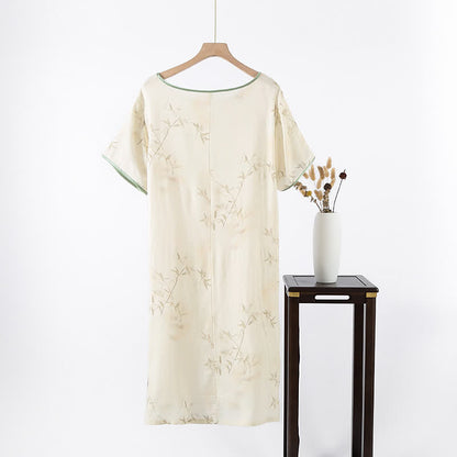 Camicia da notte in fibra di bambù con stampa bambù vintage