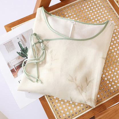 Camicia da notte in fibra di bambù con stampa bambù vintage