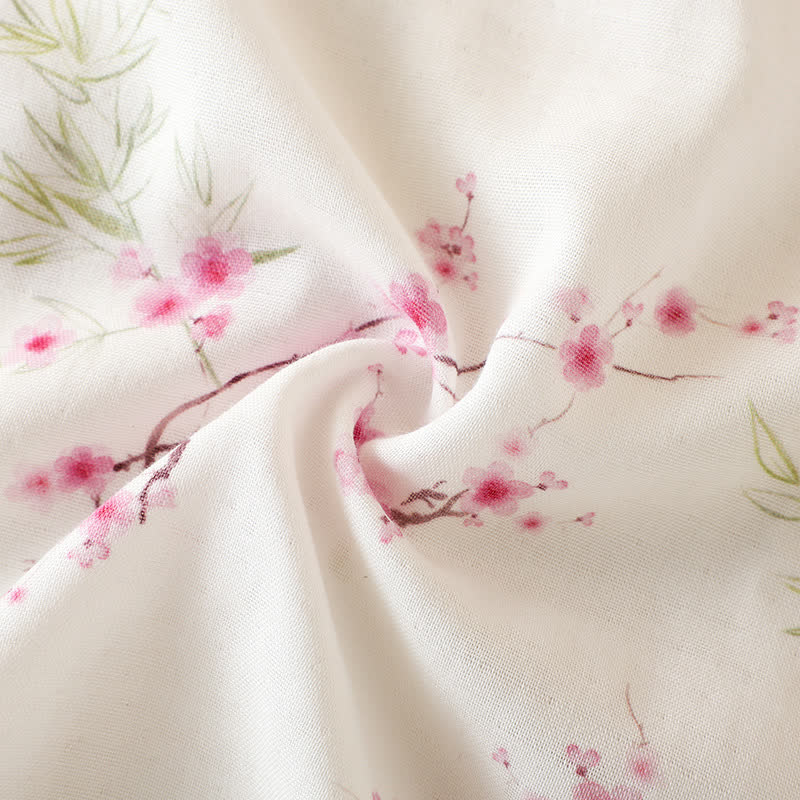 Pigiama in cotone e bambù con stampa vintage di fiori di prugna - image 11