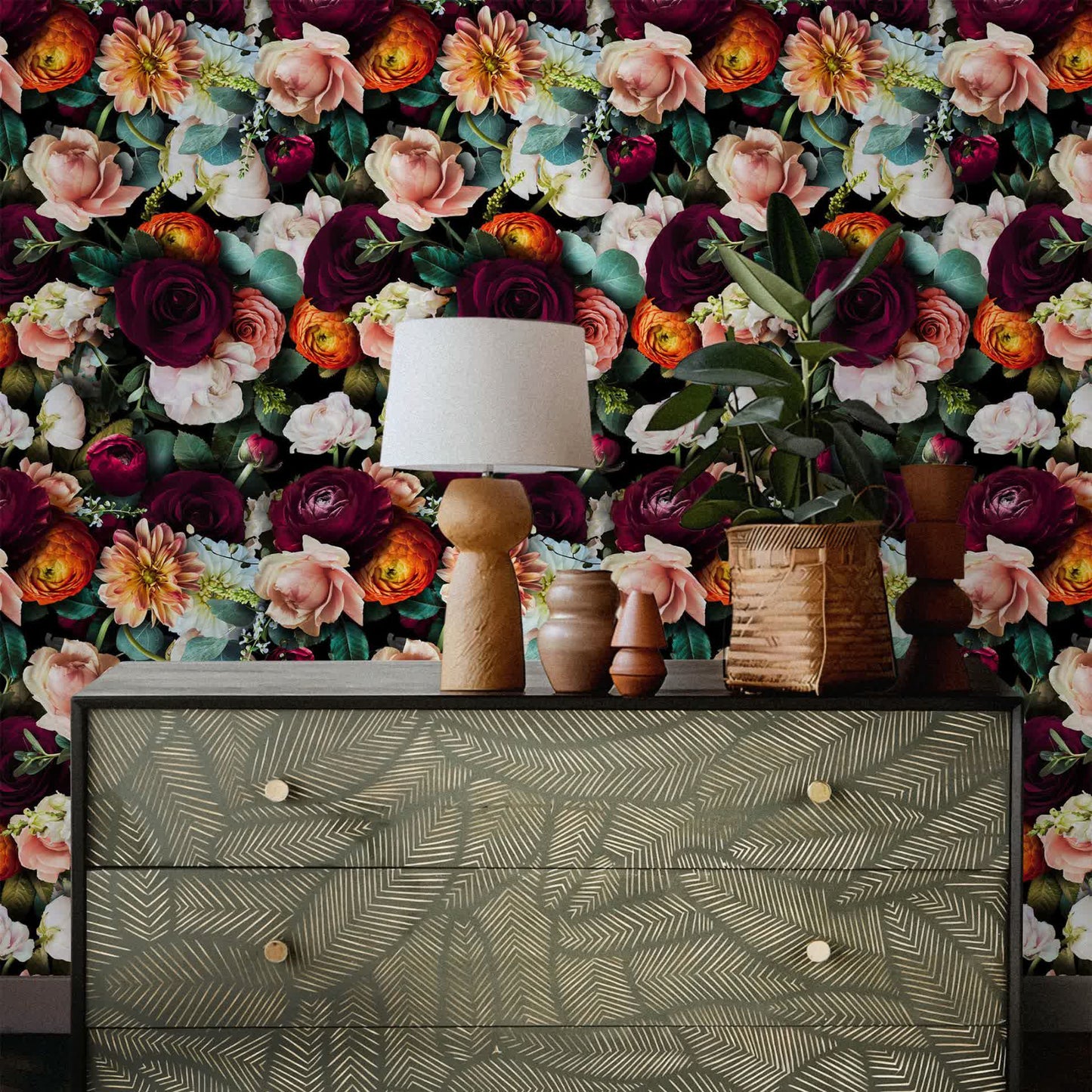 Carta da parati decorativa rimovibile fai da te con fiori in fiore