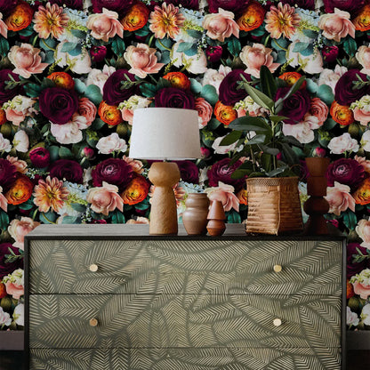 Carta da parati decorativa rimovibile fai da te con fiori in fiore