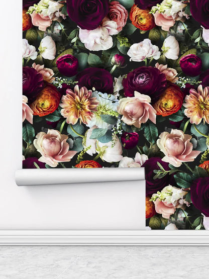 Carta da parati decorativa rimovibile fai da te con fiori in fiore
