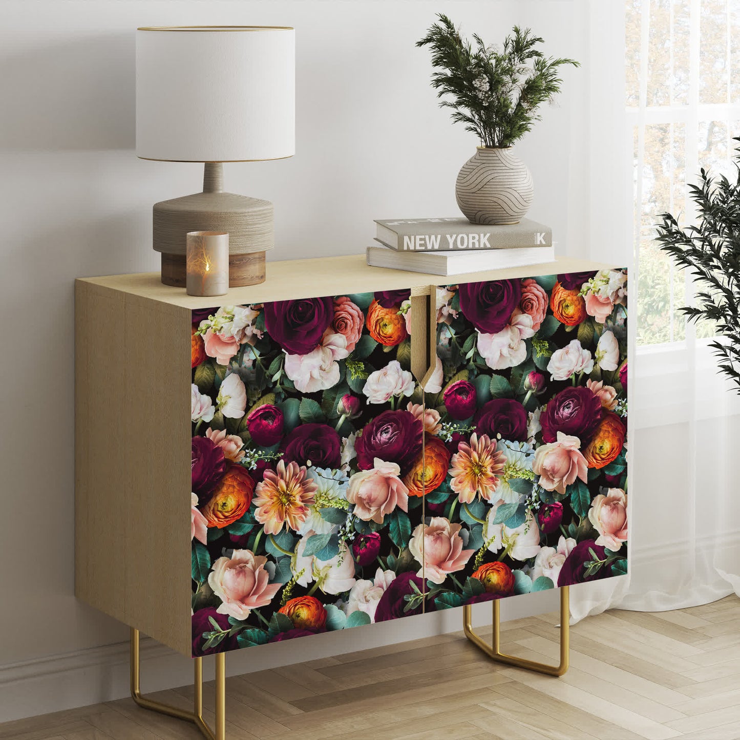 Carta da parati decorativa rimovibile fai da te con fiori in fiore