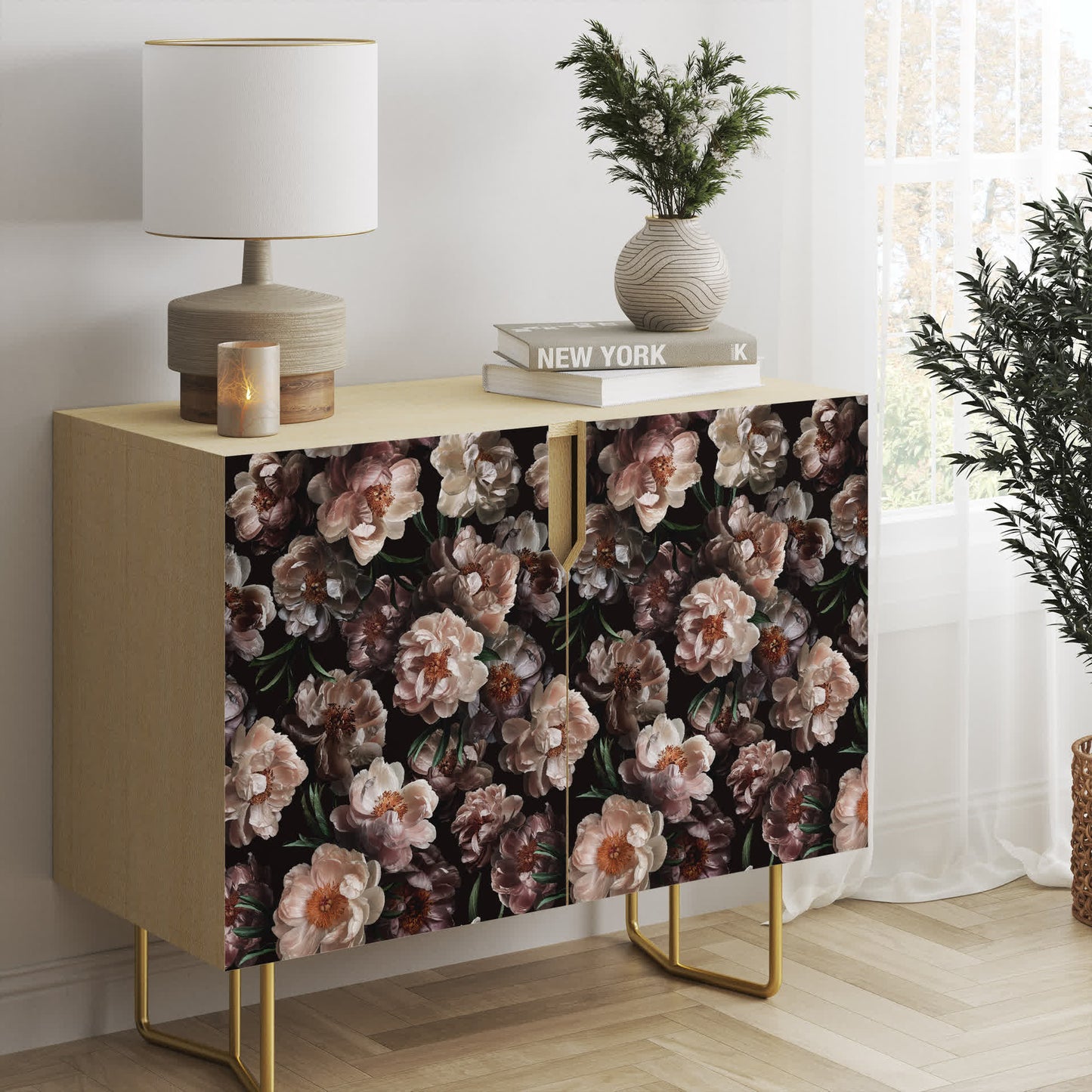 Carta da parati decorativa rimovibile fai da te con fiori in fiore
