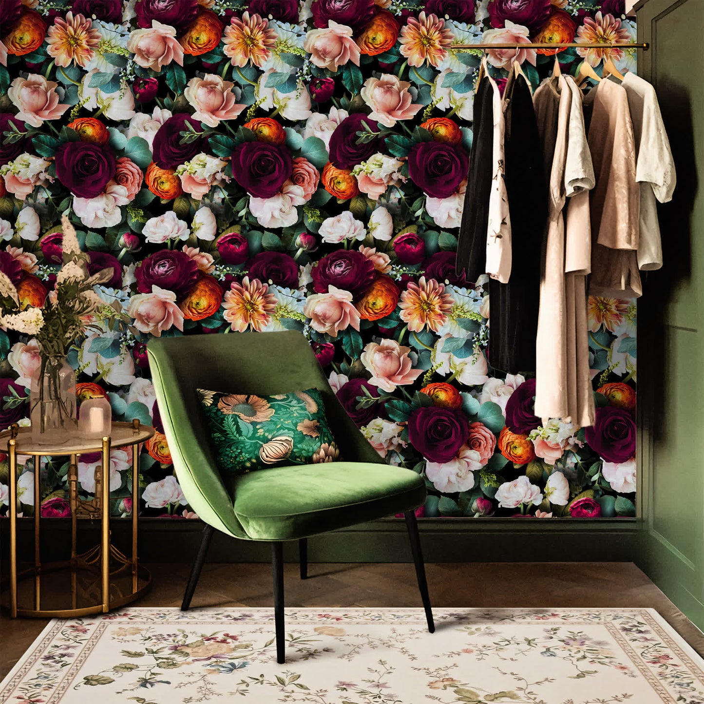 Carta da parati decorativa rimovibile fai da te con fiori in fiore
