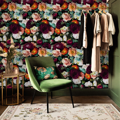 Carta da parati decorativa rimovibile fai da te con fiori in fiore