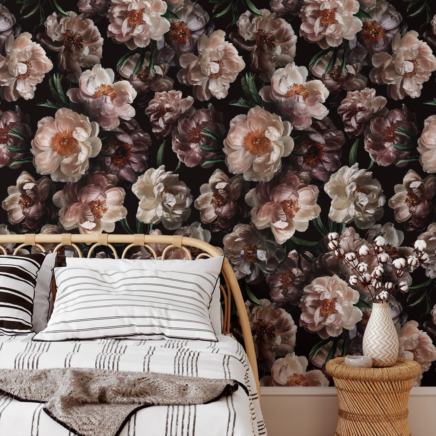 Carta da parati decorativa rimovibile fai da te con fiori in fiore
