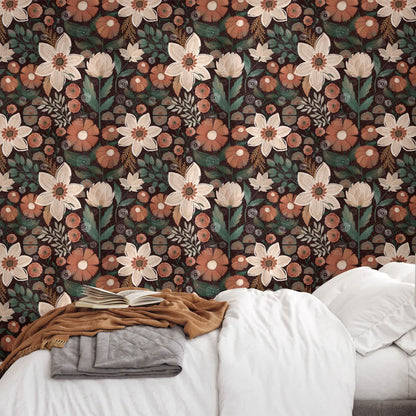 Carta da parati decorativa floreale boho fai da te rimovibile