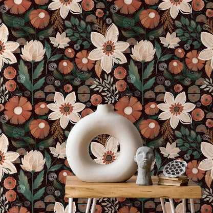 Carta da parati decorativa floreale boho fai da te rimovibile