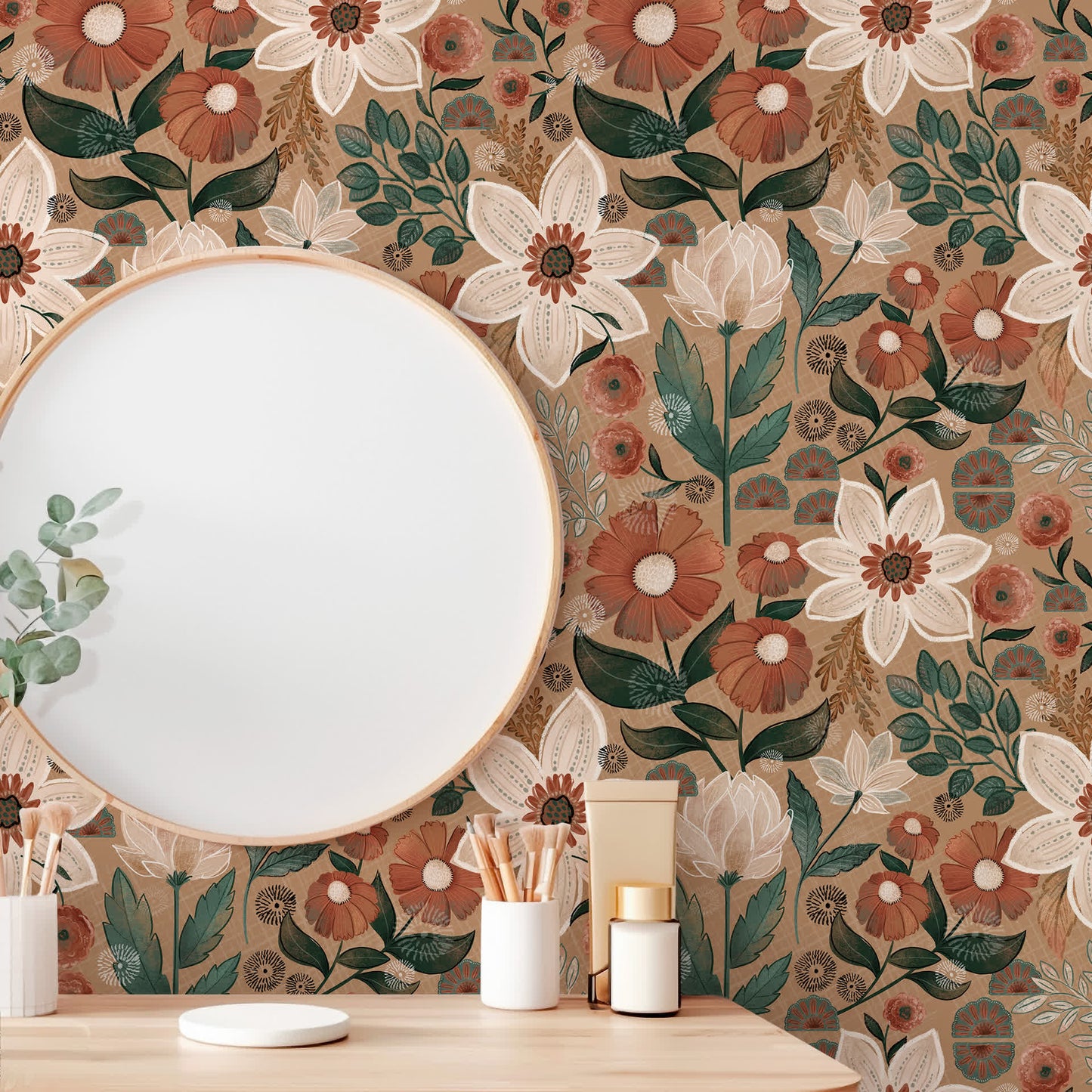 Carta da parati decorativa floreale boho fai da te rimovibile