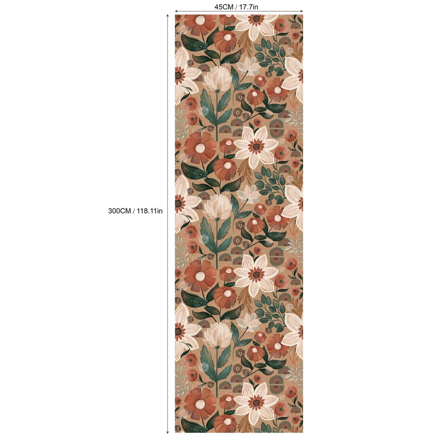 Carta da parati decorativa floreale boho fai da te rimovibile