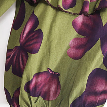 Camicia da notte con stampa a farfalla e scollo tondo taglie forti