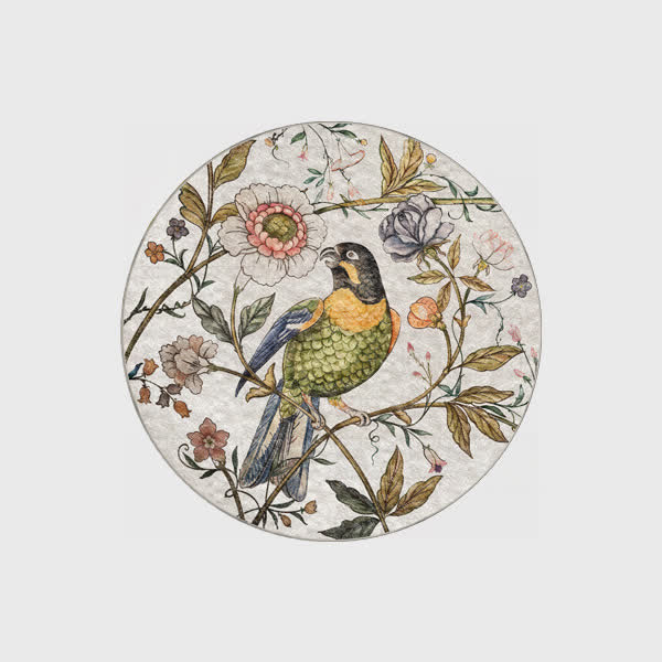Tappeto rotondo per interni ed esterni con motivo "Floral Bird"