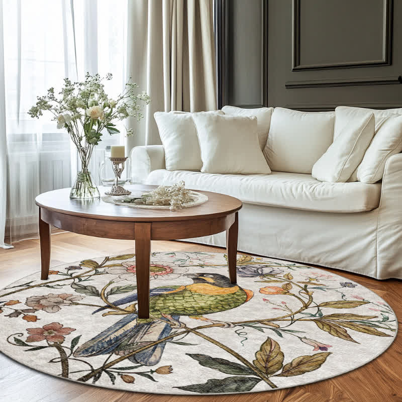 Tappeto rotondo per interni ed esterni con motivo "Floral Bird"