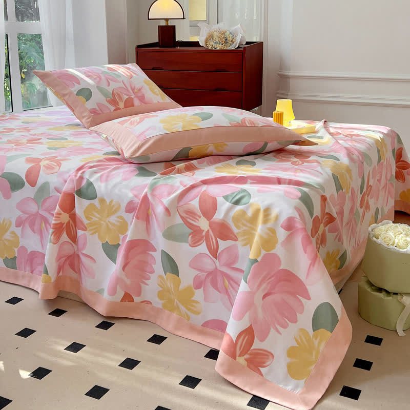 Copriletto in cotone floreale in stile rustico