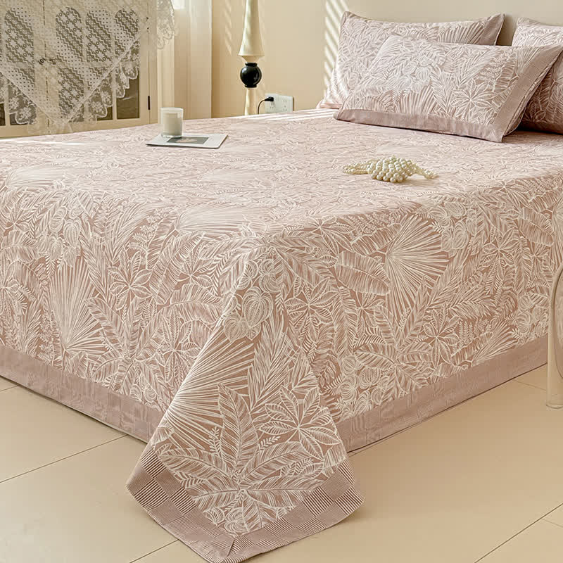 Elegante copriletto in cotone con stampa botanica