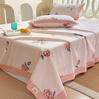 Copriletto in cotone con stampa di rose rustiche