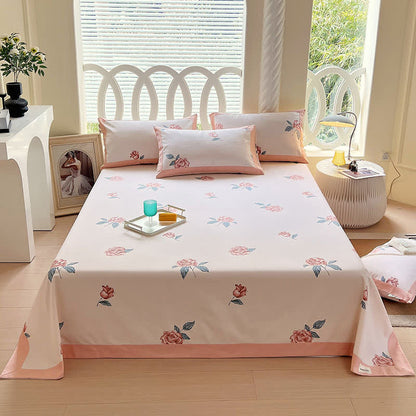 Copriletto in cotone con stampa di rose rustiche