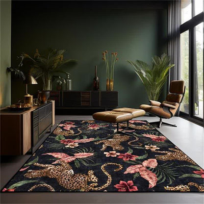 Tappeto antiscivolo lavabile con motivo leopardo tropicale