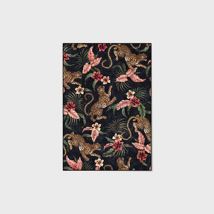 Tappeto antiscivolo lavabile con motivo leopardo tropicale