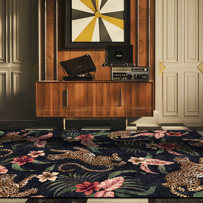 Tappeto antiscivolo lavabile con motivo leopardo tropicale