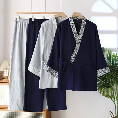 Pigiama Kimono in garza di cotone neutro