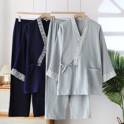 Pigiama Kimono in garza di cotone neutro