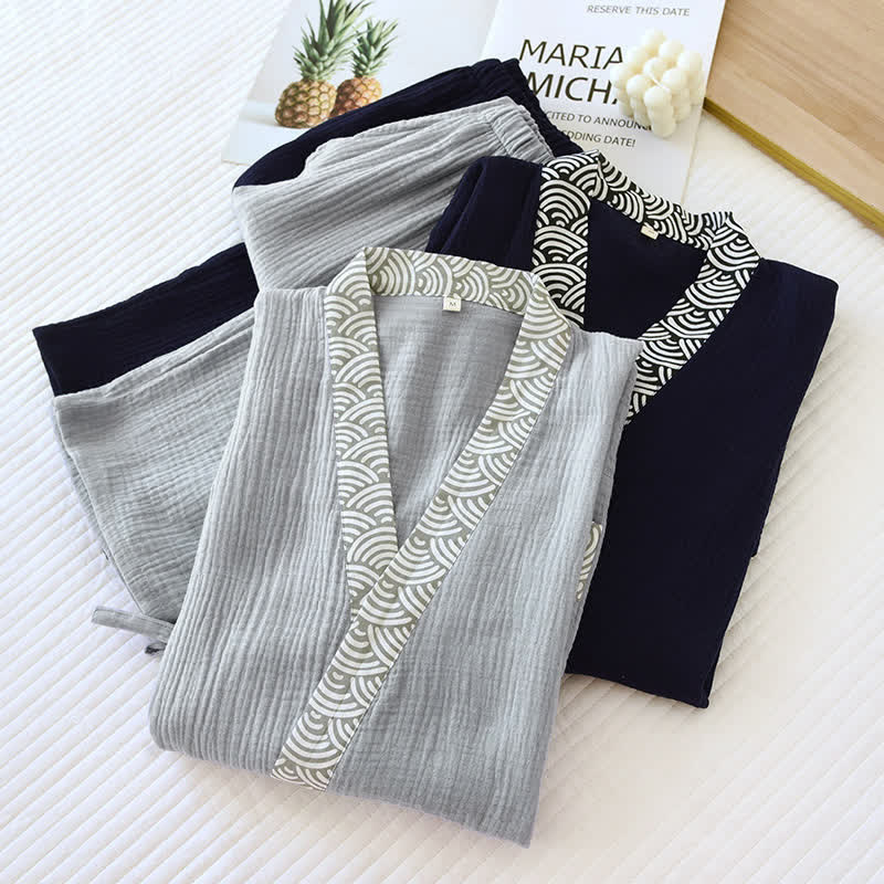 Pigiama Kimono in garza di cotone neutro