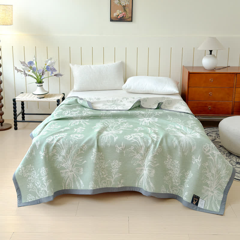 Elegante trapunta reversibile in garza di cotone Bouquet
