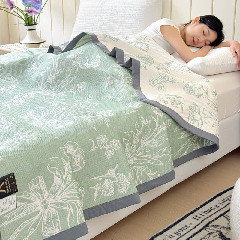 Elegante trapunta reversibile in garza di cotone Bouquet