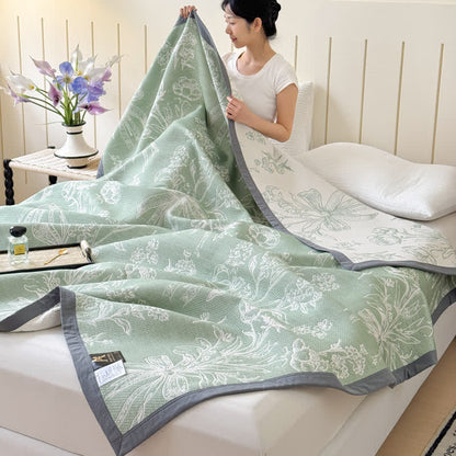 Elegante trapunta reversibile in garza di cotone Bouquet